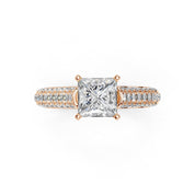 Princess Cut with Hidden Stones Double Pave Lab Grown Diamond Engagement Ring