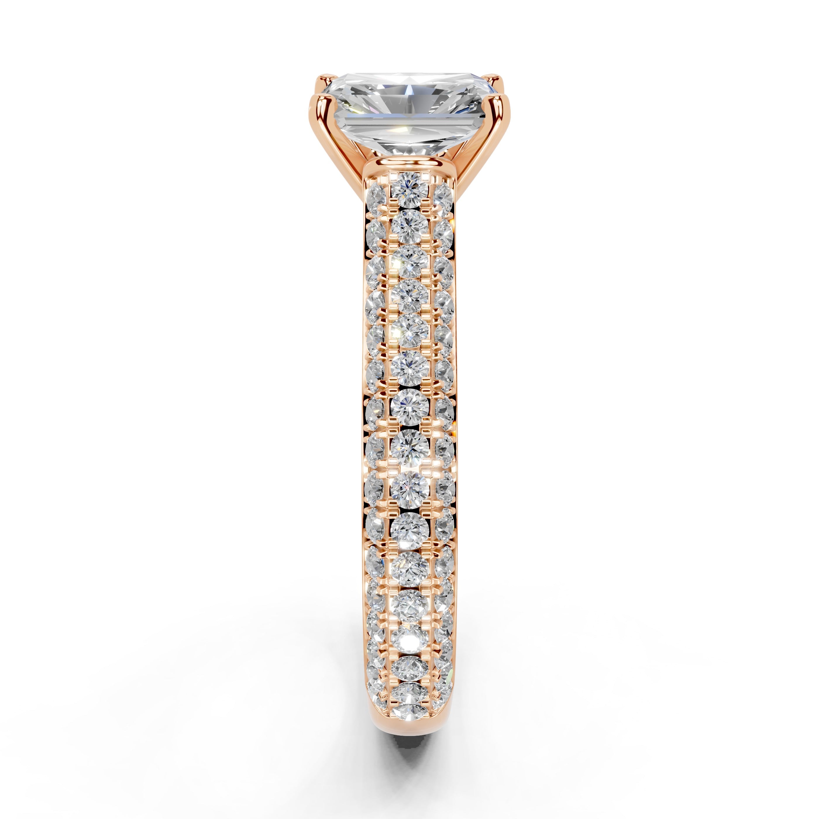 Radiant Cut with Hidden Stones Double Pave Lab Grown Diamond Engagement Ring