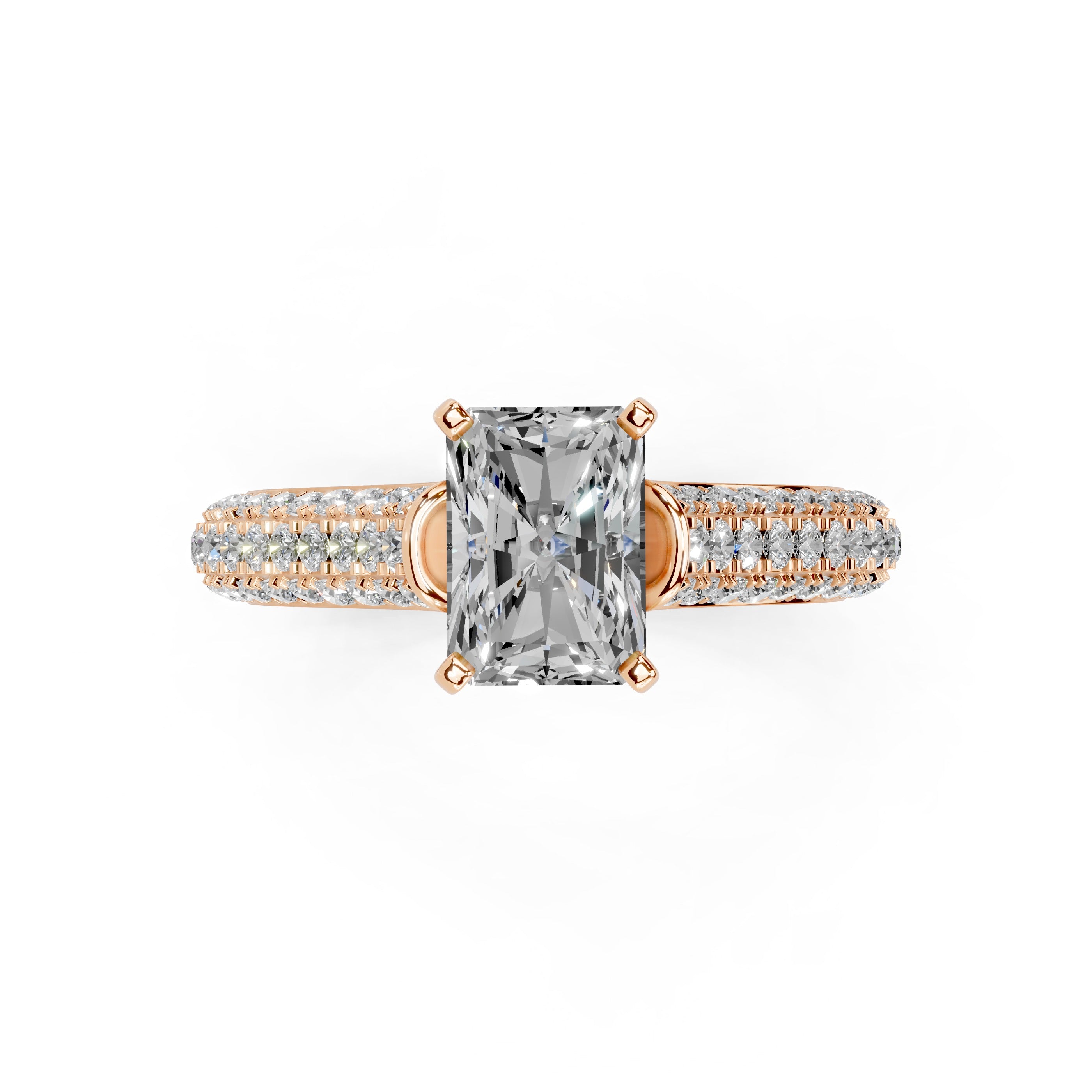 Radiant Cut with Hidden Stones Double Pave Lab Grown Diamond Engagement Ring