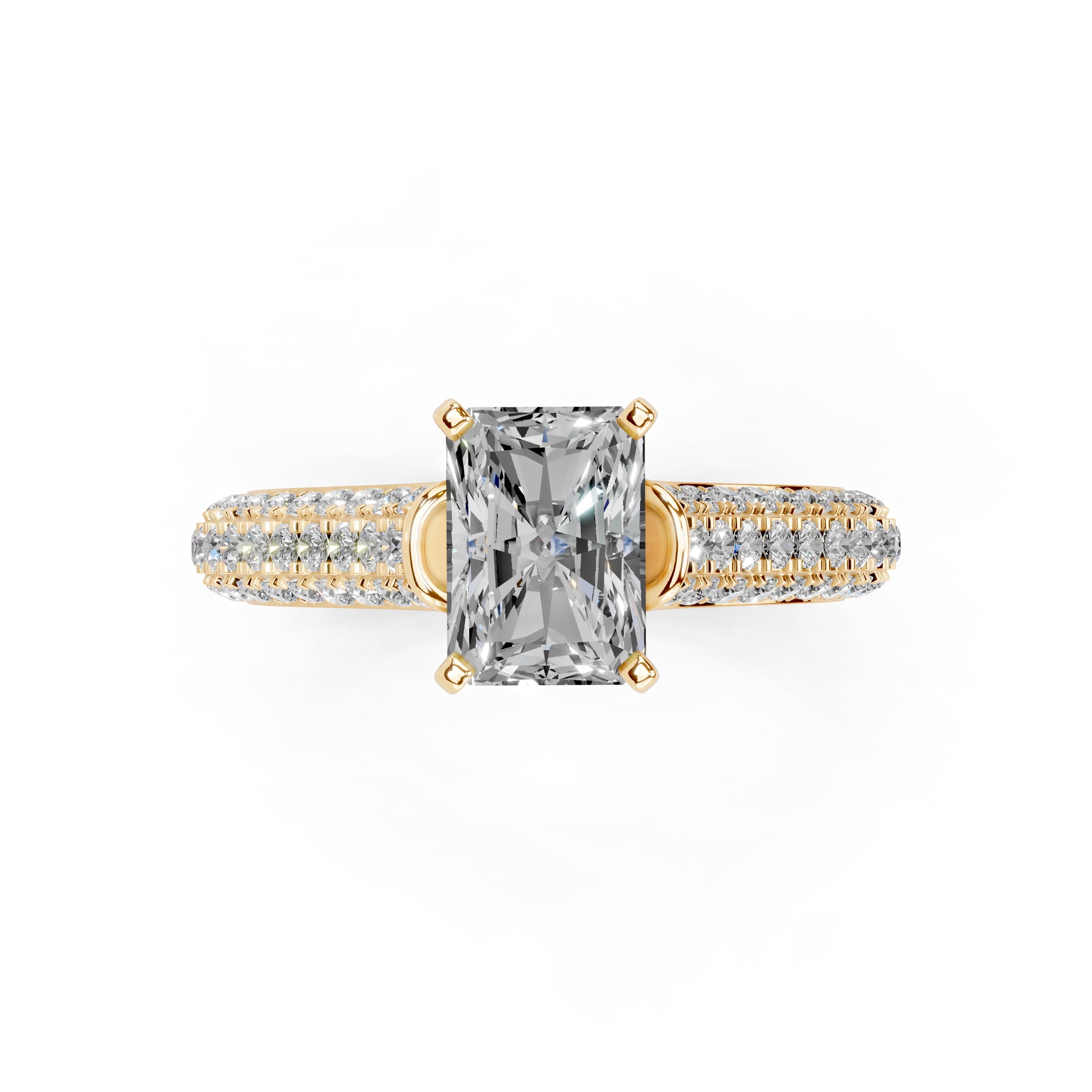 Radiant Cut with Hidden Stones Double Pave Lab Grown Diamond Engagement Ring