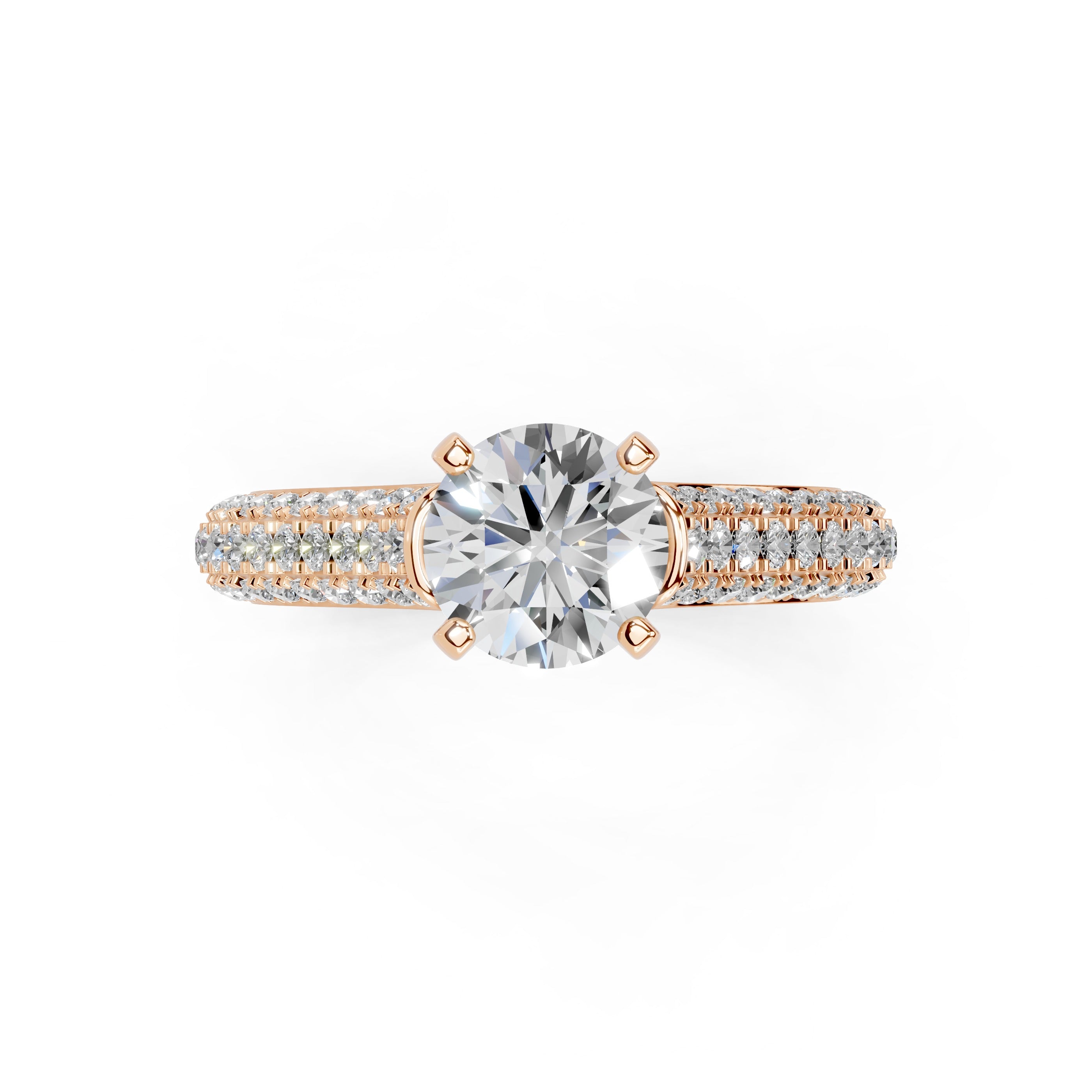 Round Cut with Hidden Stones Double Pave Lab Grown Diamond Engagement Ring