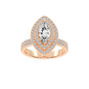 Marquise cut Pave Lab Grown Diamond Engagement Ring with vintage double halo setting