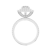 Princess cut Pave Lab Grown Diamond Engagement Ring with vintage double halo setting