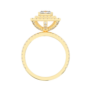 Princess cut Pave Lab Grown Diamond Engagement Ring with vintage double halo setting