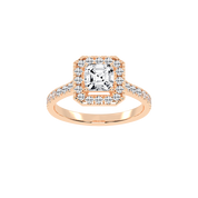 Asscher Cut Pave Setting Halo  Lab Grown Diamond Engagement Ring