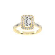 Emerald Cut Pave Setting Halo  Lab Grown Diamond Engagement Ring