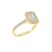 Emerald Cut Pave Setting Halo  Lab Grown Diamond Engagement Ring