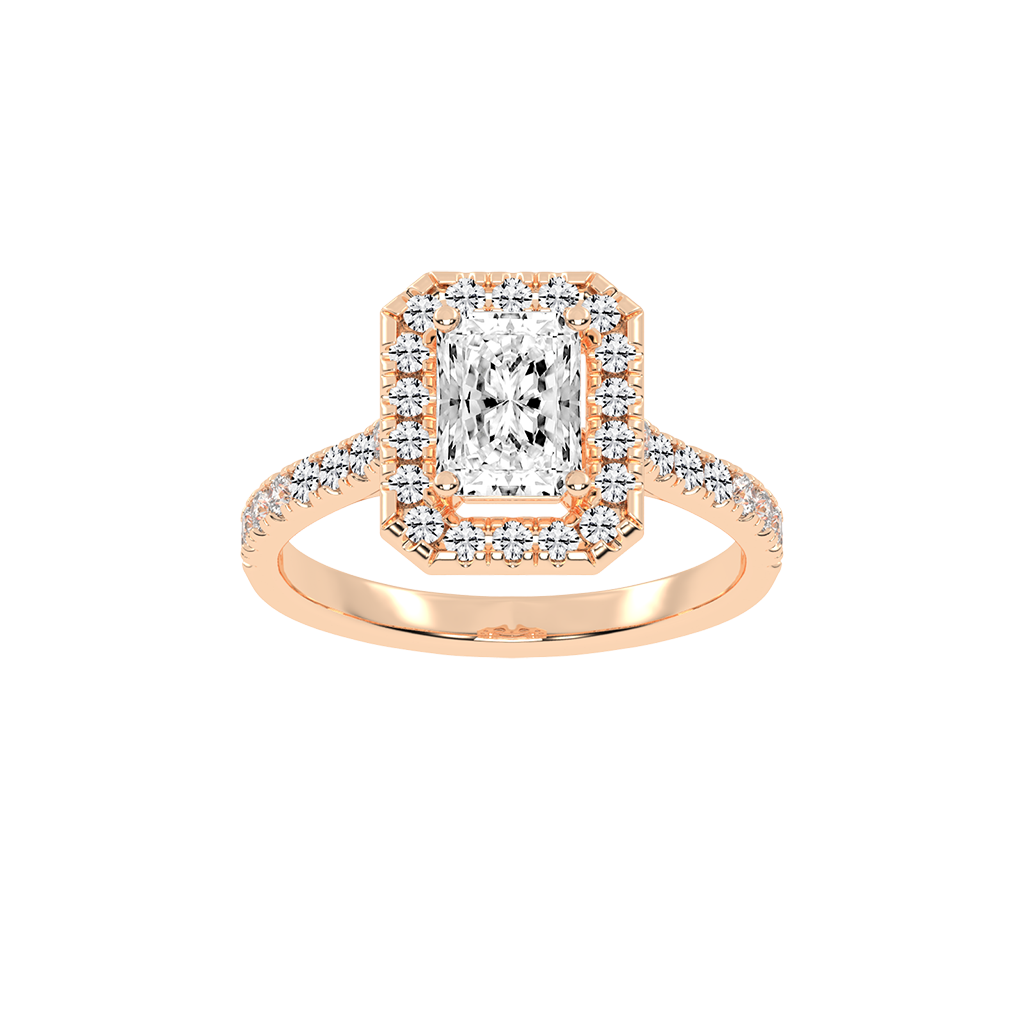 Radiant Cut Pave Setting Halo  Lab Grown Diamond Engagement Ring