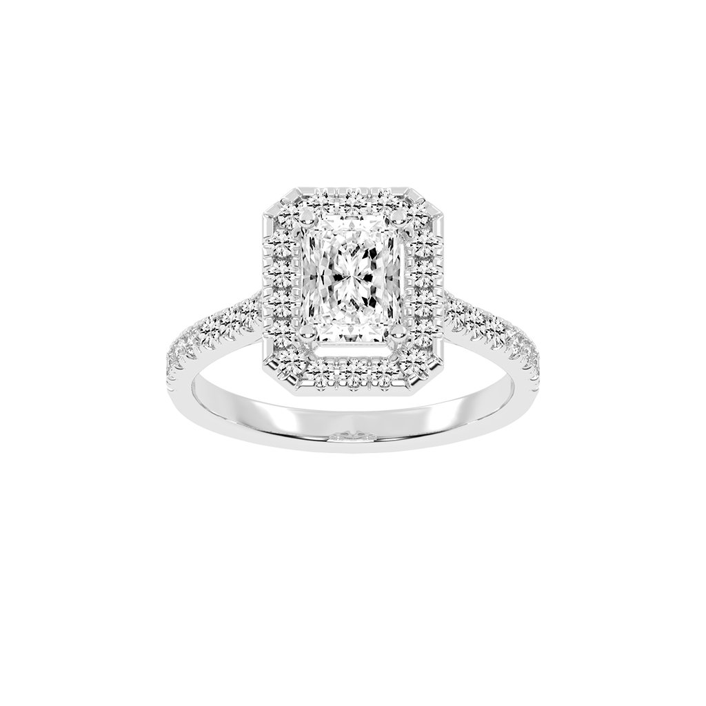 Radiant Cut Pave Setting Halo  Lab Grown Diamond Engagement Ring