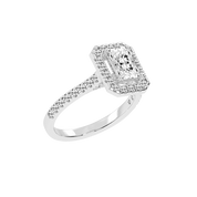 Radiant Cut Pave Setting Halo  Lab Grown Diamond Engagement Ring