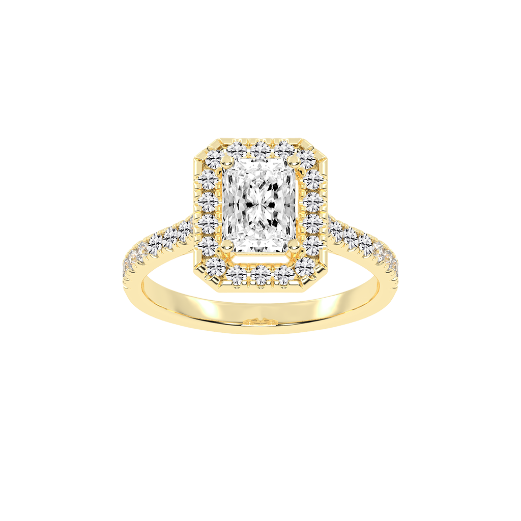 Radiant Cut Pave Setting Halo  Lab Grown Diamond Engagement Ring