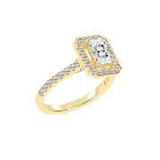 Radiant Cut Pave Setting Halo  Lab Grown Diamond Engagement Ring