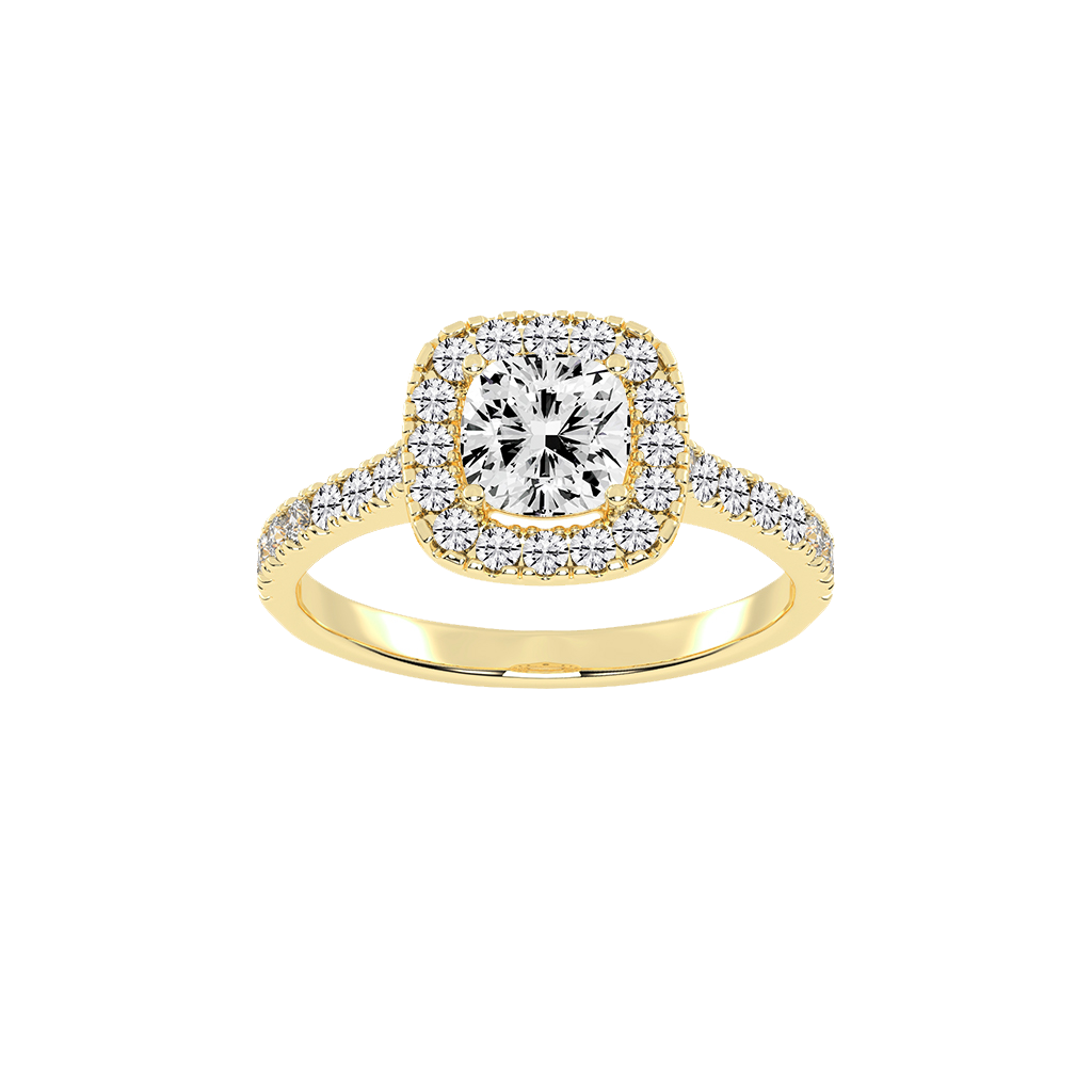 Cushion Cut Pave Setting Halo  Lab Grown Diamond Engagement Ring