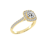 Cushion Cut Pave Setting Halo  Lab Grown Diamond Engagement Ring