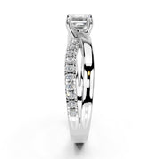 Asscher Cut Split Shank Lab Grown Diamond Engagement Ring with side stones