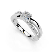 Cushion Cut Split Shank Lab Grown Diamond Engagement Ring with side stones