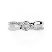 Cushion Cut Split Shank Lab Grown Diamond Engagement Ring with side stones