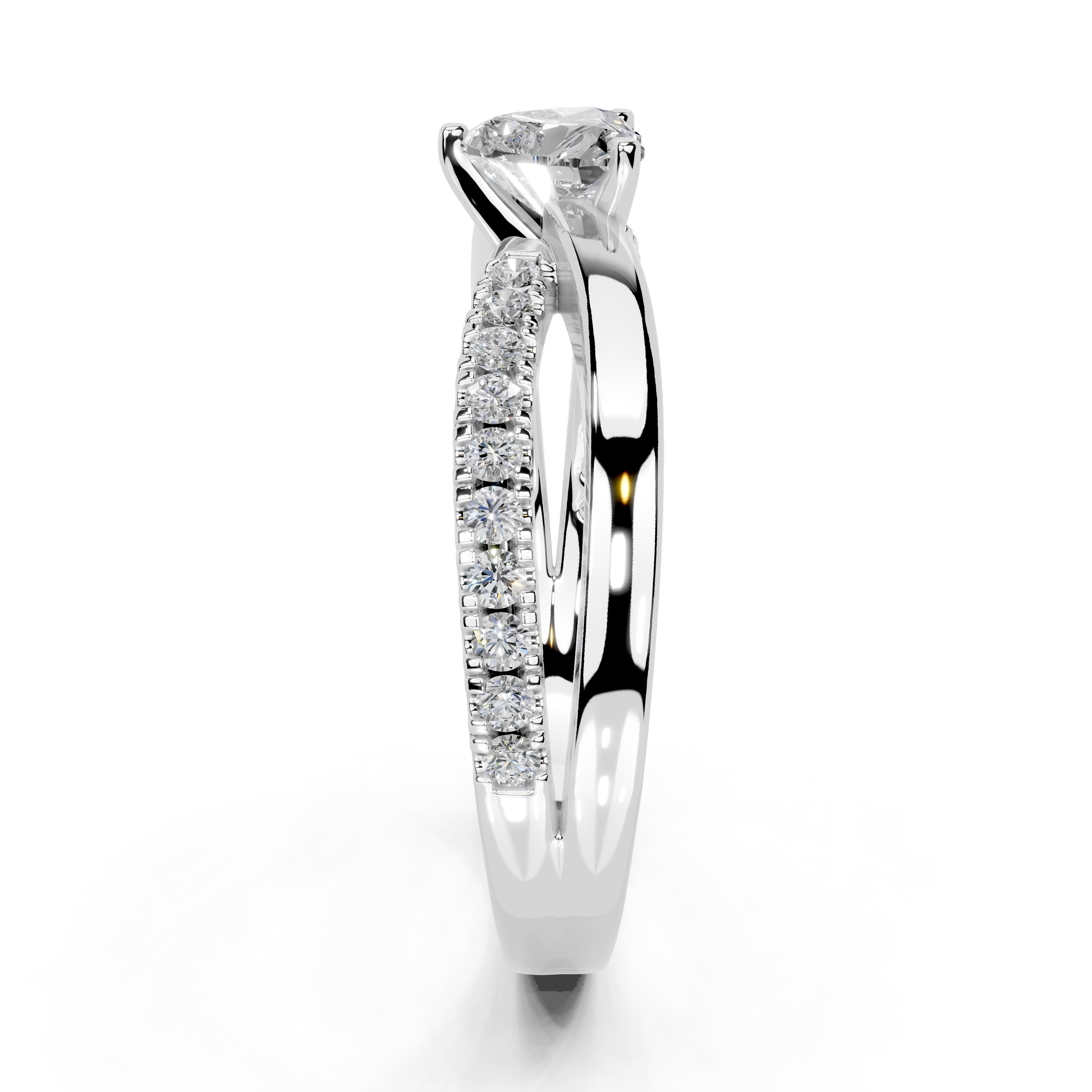 Heart Cut Split Shank Lab Grown Diamond Engagement Ring with side stones