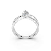 Pear Cut Split Shank Lab Grown Diamond Engagement Ring with side stones