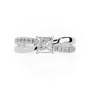 Princess Cut Split Shank Lab Grown Diamond Engagement Ring with side stones