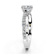 Radiant Cut Split Shank Lab Grown Diamond Engagement Ring with side stones