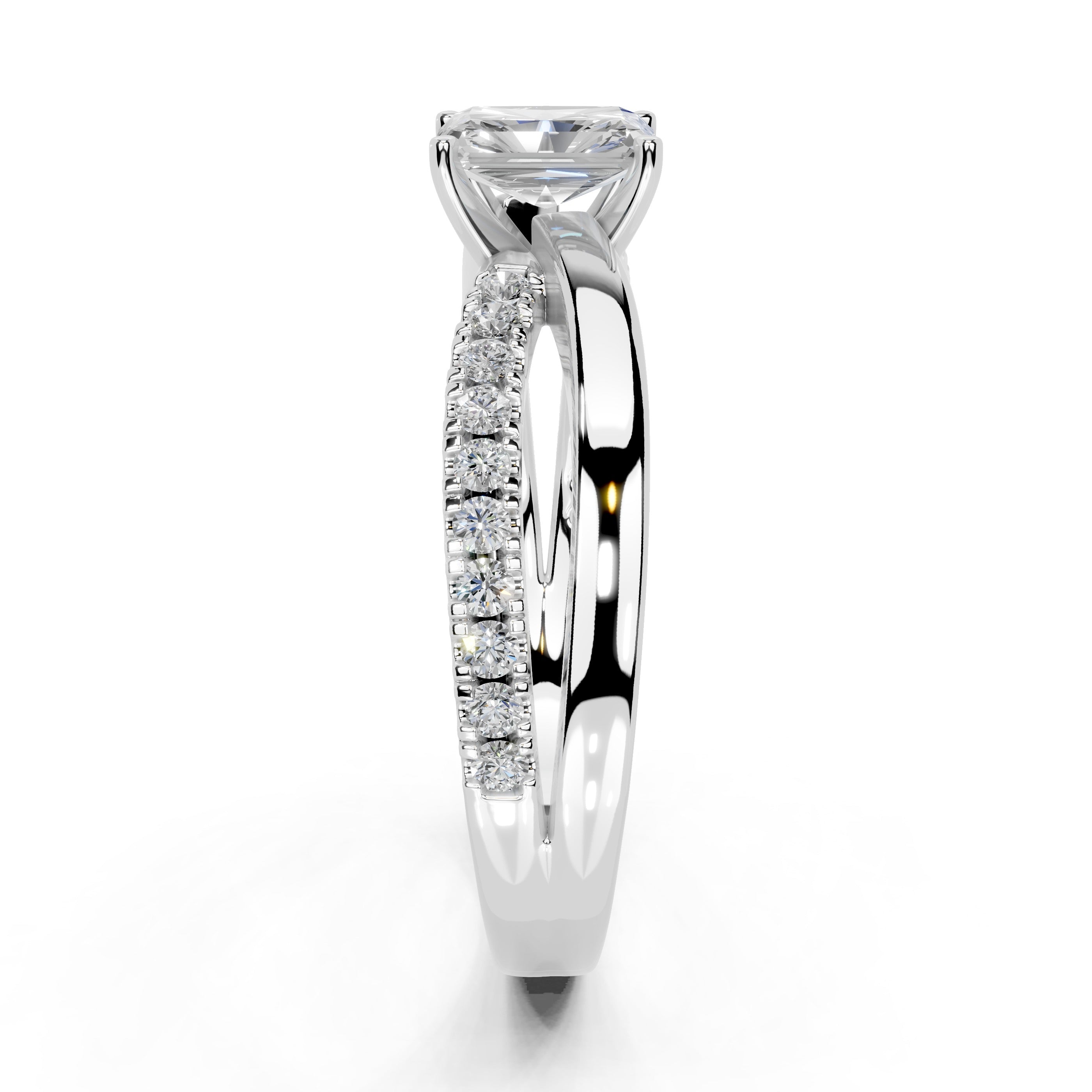 Radiant Cut Split Shank Lab Grown Diamond Engagement Ring with side stones