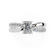 Radiant Cut Split Shank Lab Grown Diamond Engagement Ring with side stones