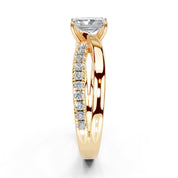 Radiant Cut Split Shank Lab Grown Diamond Engagement Ring with side stones