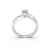 Round Cut Split Shank Lab Grown Diamond Engagement Ring with side stones