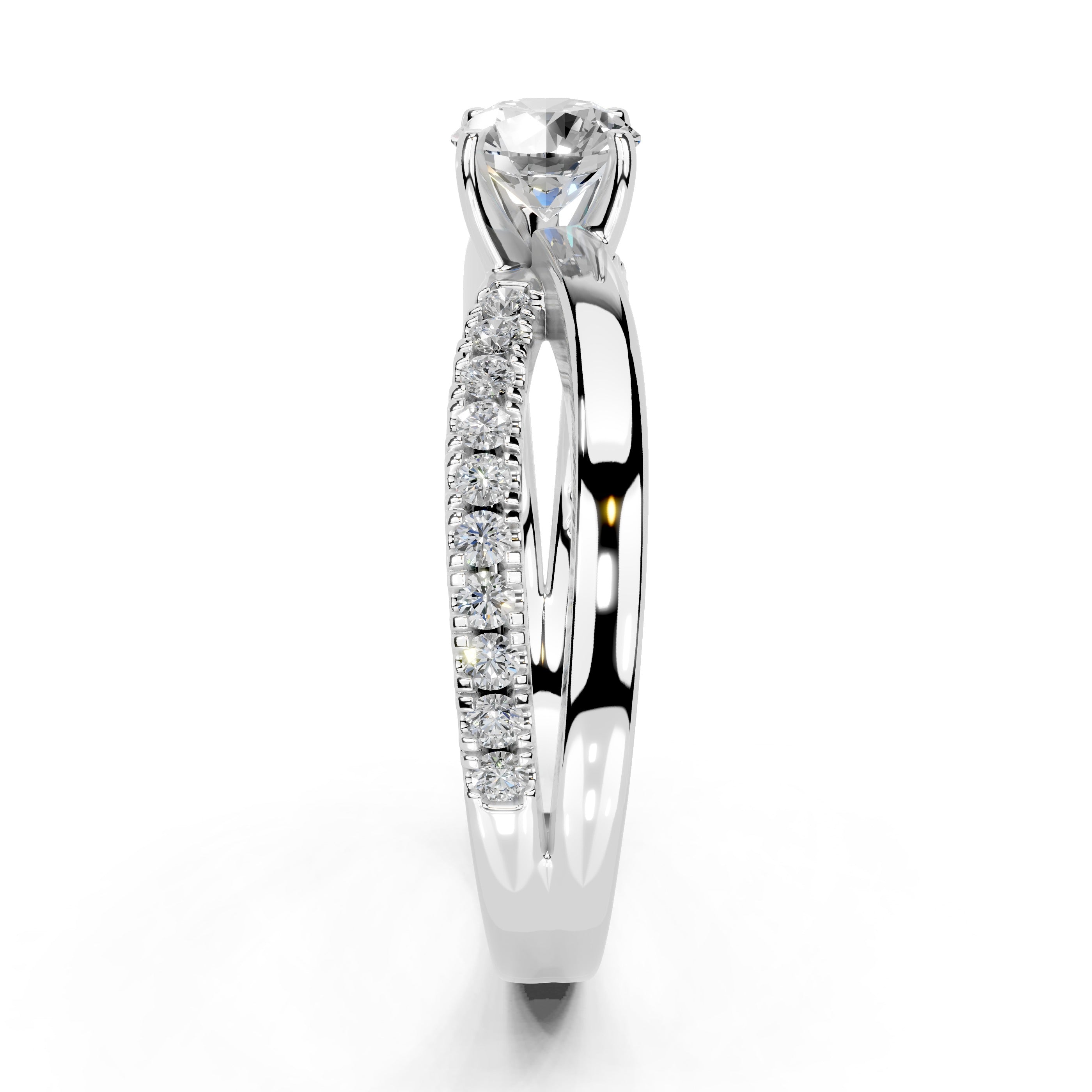 Round Cut Split Shank Lab Grown Diamond Engagement Ring with side stones