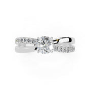 Round Cut Split Shank Lab Grown Diamond Engagement Ring with side stones