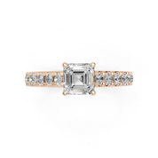 Asscher Cut Claw Prongs Pave  Lab Grown Diamond Engagement Ring