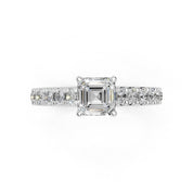 Asscher Cut Claw Prongs Pave  Lab Grown Diamond Engagement Ring