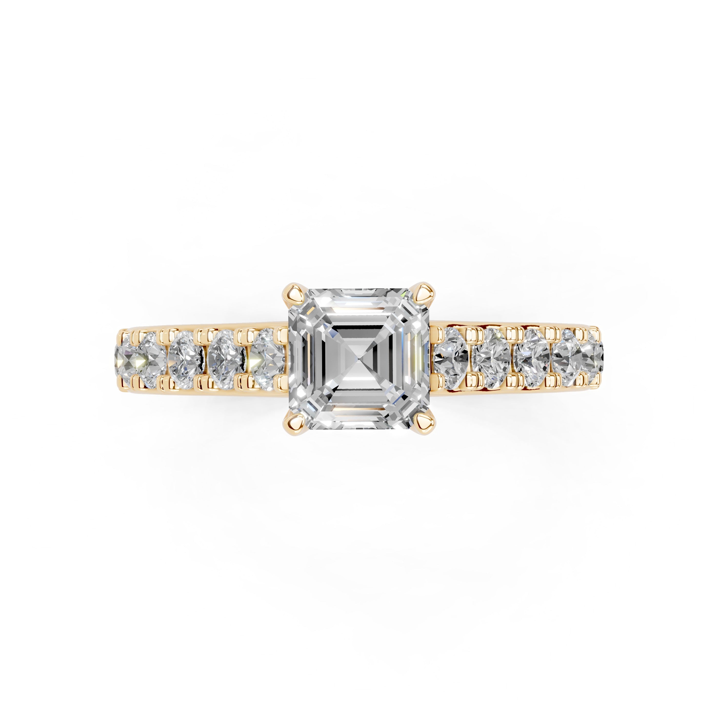 Asscher Cut Claw Prongs Pave  Lab Grown Diamond Engagement Ring