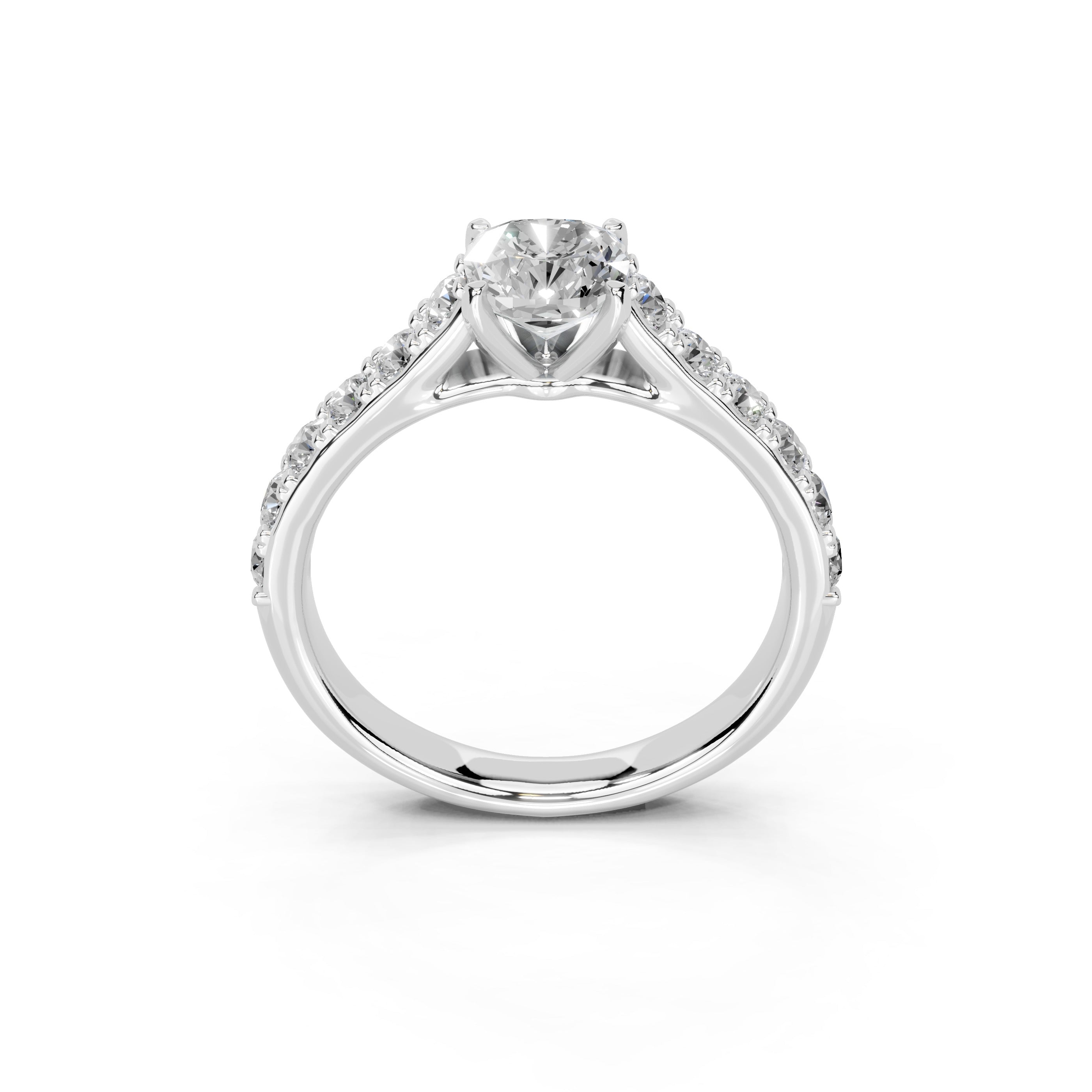 Cushion Cut Claw Prongs Pave  Lab Grown Diamond Engagement Ring