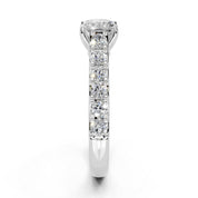 Cushion Cut Claw Prongs Pave  Lab Grown Diamond Engagement Ring