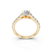 Cushion Cut Claw Prongs Pave  Lab Grown Diamond Engagement Ring