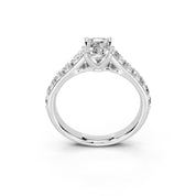 Emerald Cut Claw Prongs Pave  Lab Grown Diamond Engagement Ring