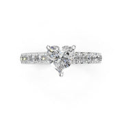 Heart Cut Claw Prongs Pave  Lab Grown Diamond Engagement Ring