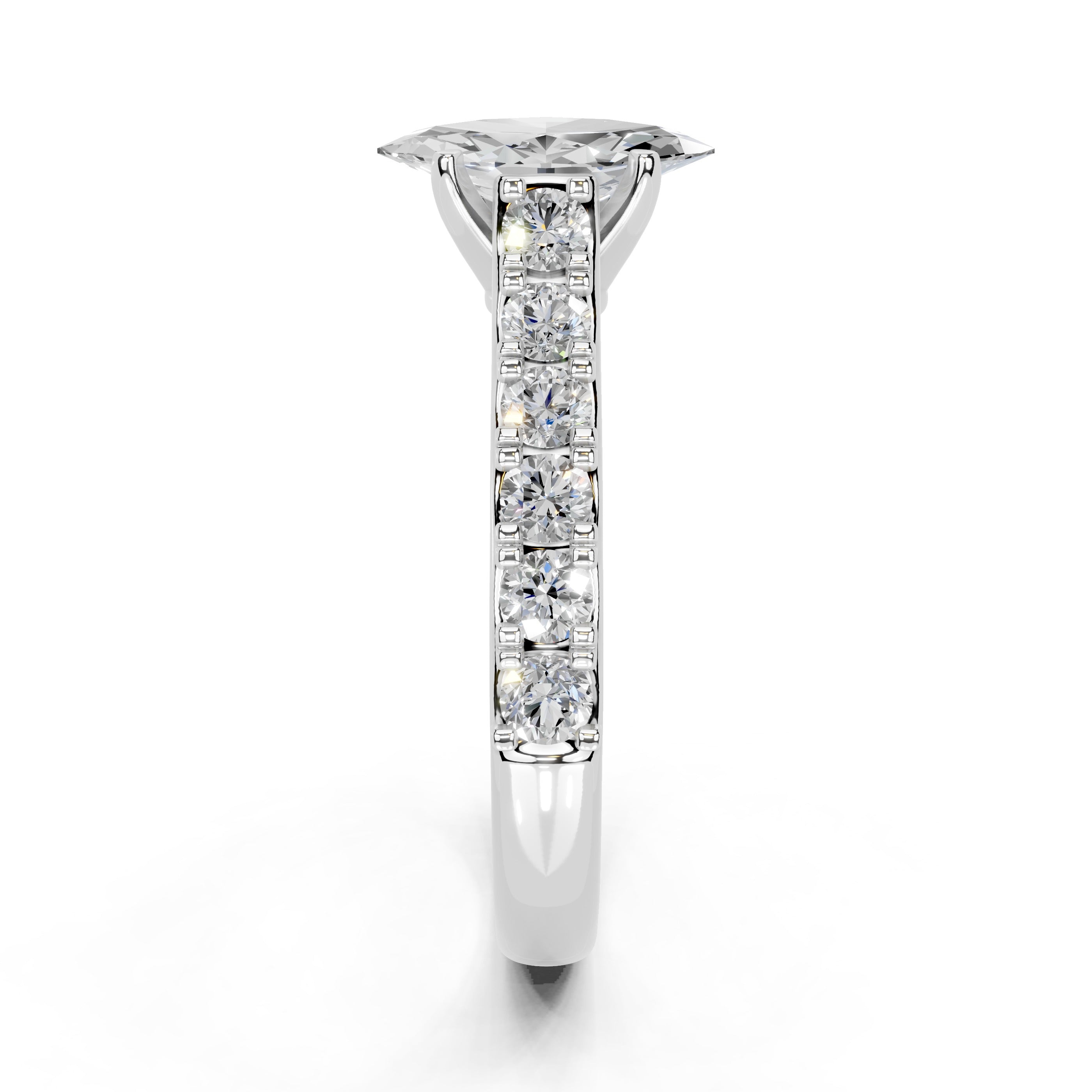 Marquise Cut Claw Prongs Pave  Lab Grown Diamond Engagement Ring