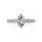 Marquise Cut Claw Prongs Pave  Lab Grown Diamond Engagement Ring