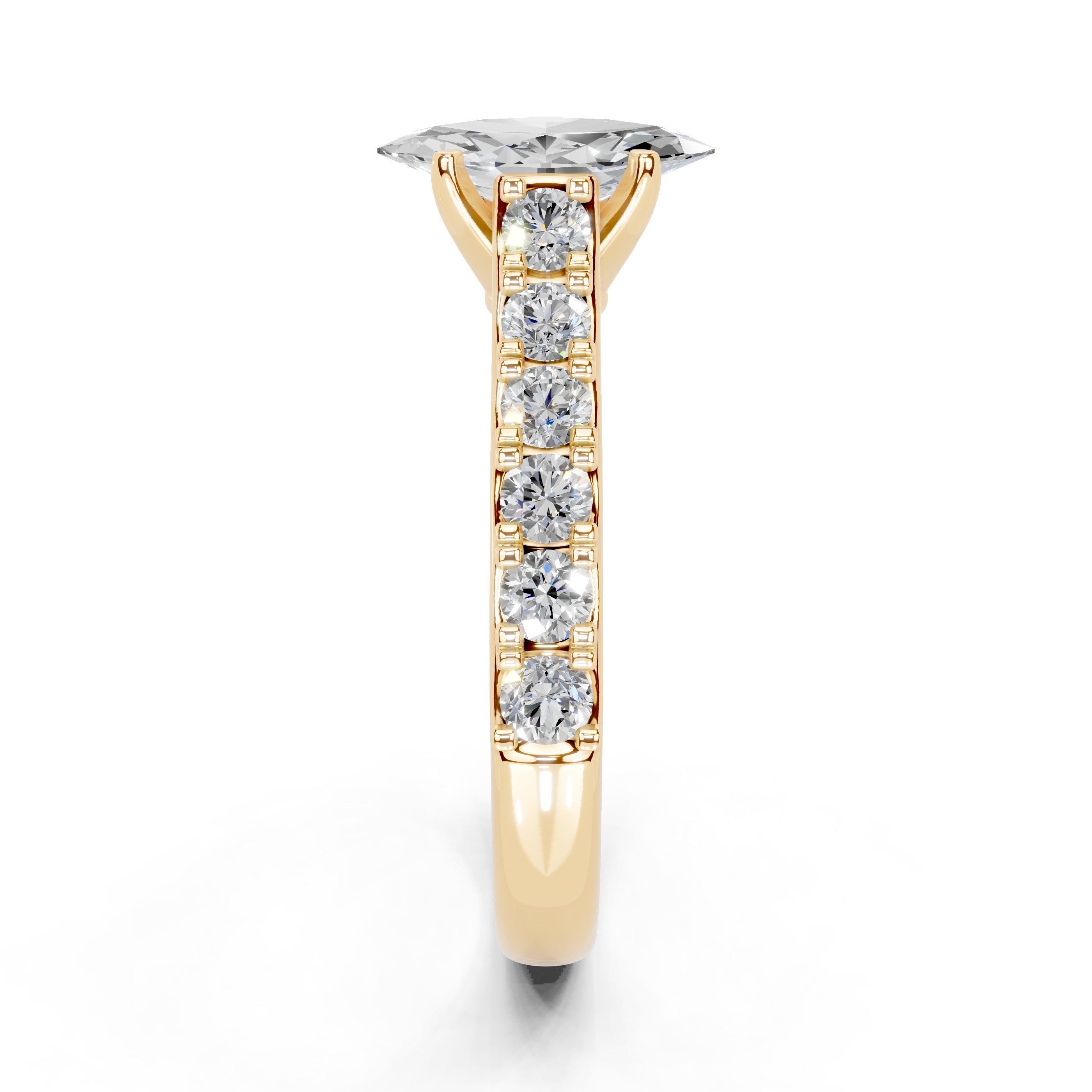 Marquise Cut Claw Prongs Pave  Lab Grown Diamond Engagement Ring