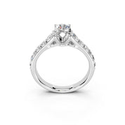 Oval Cut Claw Prongs Pave  Lab Grown Diamond Engagement Ring