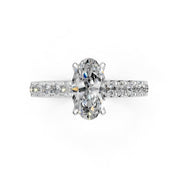 Oval Cut Claw Prongs Pave  Lab Grown Diamond Engagement Ring