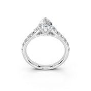 Pear Cut Claw Prongs Pave  Lab Grown Diamond Engagement Ring