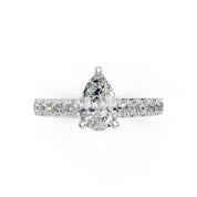 Pear Cut Claw Prongs Pave  Lab Grown Diamond Engagement Ring