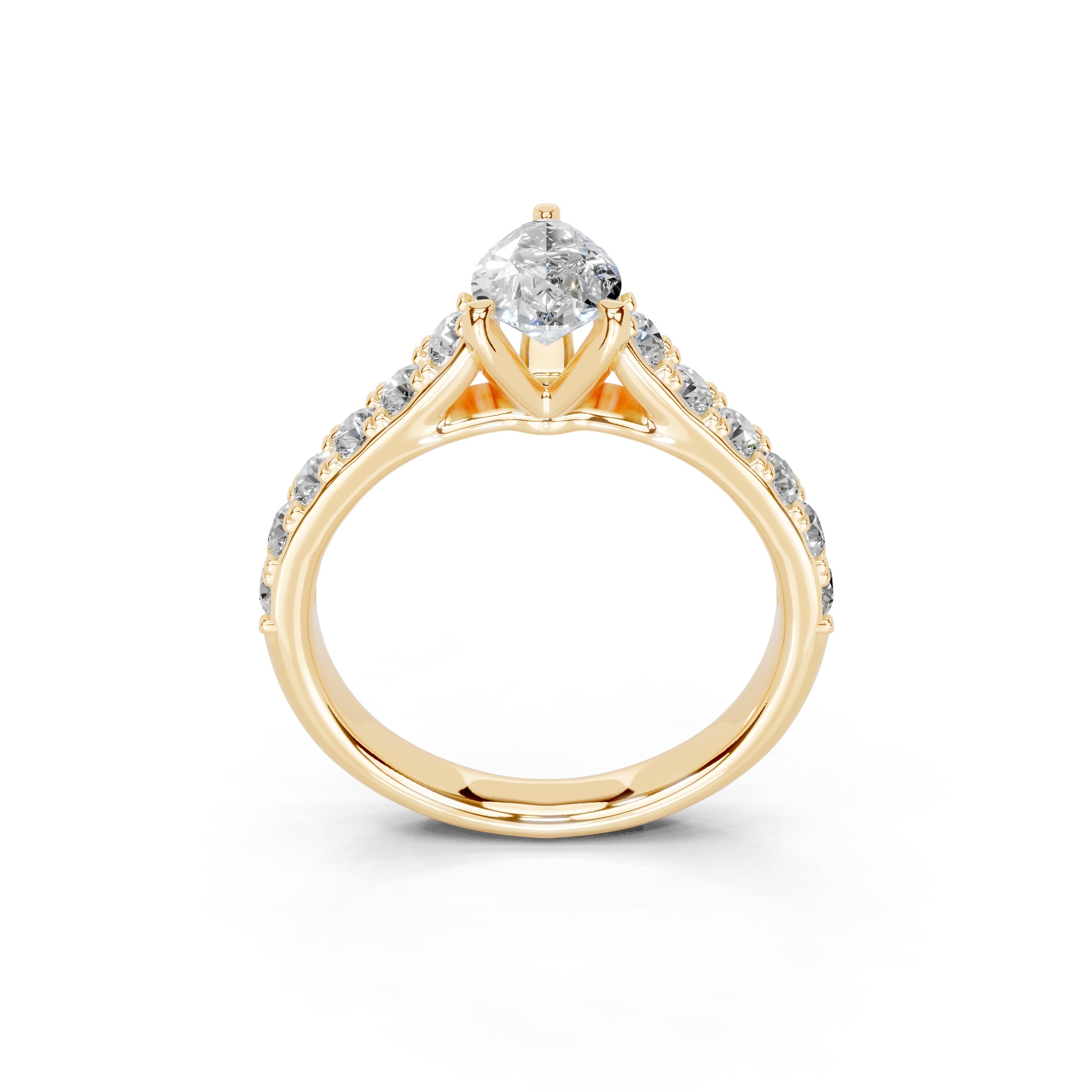 Pear Cut Claw Prongs Pave  Lab Grown Diamond Engagement Ring