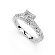 Princess Cut Claw Prongs Pave  Lab Grown Diamond Engagement Ring