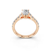 Radiant Cut Claw Prongs Pave  Lab Grown Diamond Engagement Ring