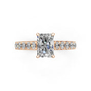 Radiant Cut Claw Prongs Pave  Lab Grown Diamond Engagement Ring